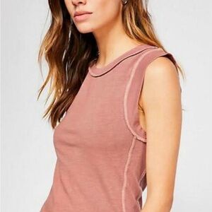 Women's Free People/ We The Free Dusty Rose 0 Cotton Dust Muscle Tee
